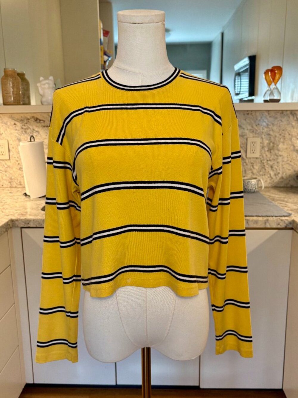 Topshop Long Sleeve Striped Crewneck Top